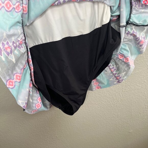 La Blanca Womens 22 Blue Purple Geometric One Piece Swim Suit Dress - Picture 7 of 13